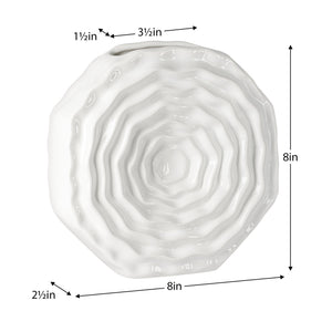Rosette Bloom 8 Inch Tall White Ceramic Disc Vase - modern vase with sleek design for floral arrangements | Image 7 | InSTYLE Home & Rugs
