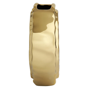 Rosette Bloom 8 Inch Tall Gold Ceramic Disc Vase - elegant vase for adding a touch of style to any room | Image 4 | InSTYLE Home & Rugs
