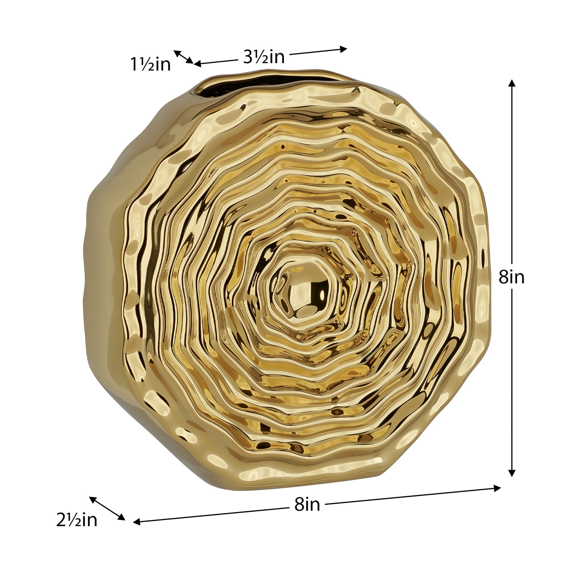 Rosette Bloom 8 Inch Tall Gold Ceramic Disc Vase - elegant vase for adding a touch of style to any room | Image 7 | InSTYLE Home & Rugs