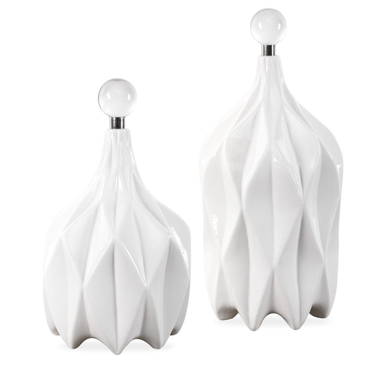 Klara Bottles, White, S/2 - decor accents and accessories for every room | Image 1 | InSTYLE Home & Rugs