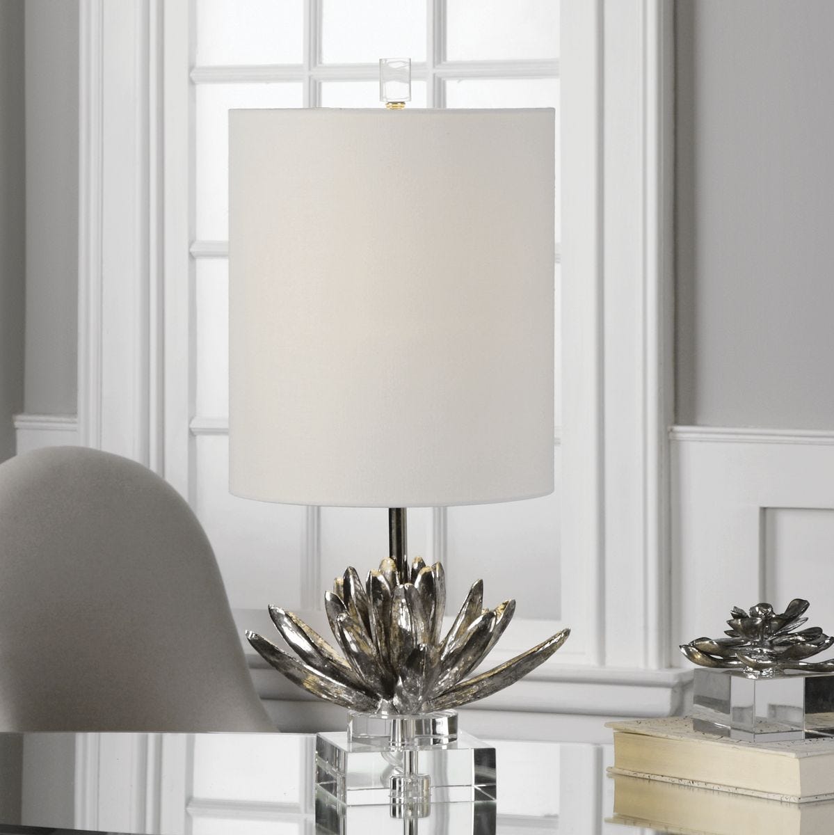 Silver Lotus Accent Lamp - | Image 1 | InSTYLE Home & Rugs