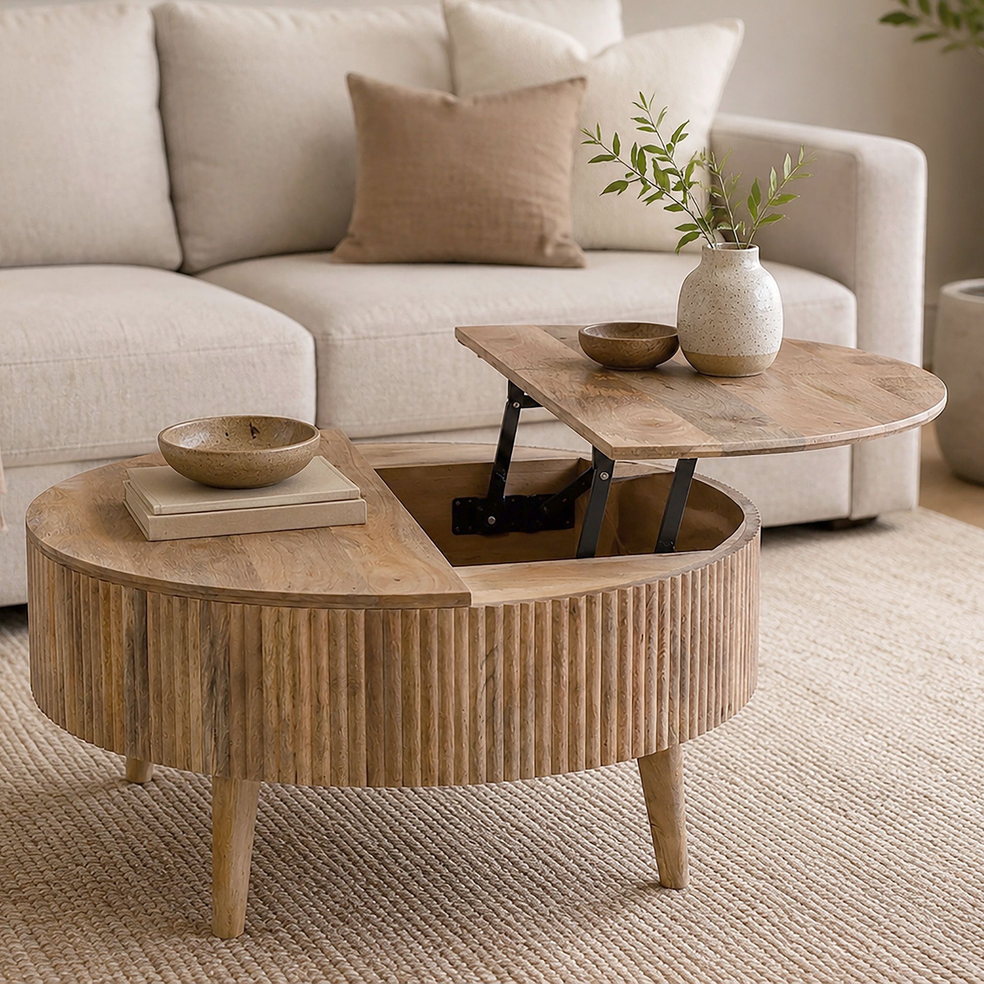 Balark Round Lift-Top Coffee Table - functional centerpieces for homes | Image 3 | InSTYLE Home & Rugs