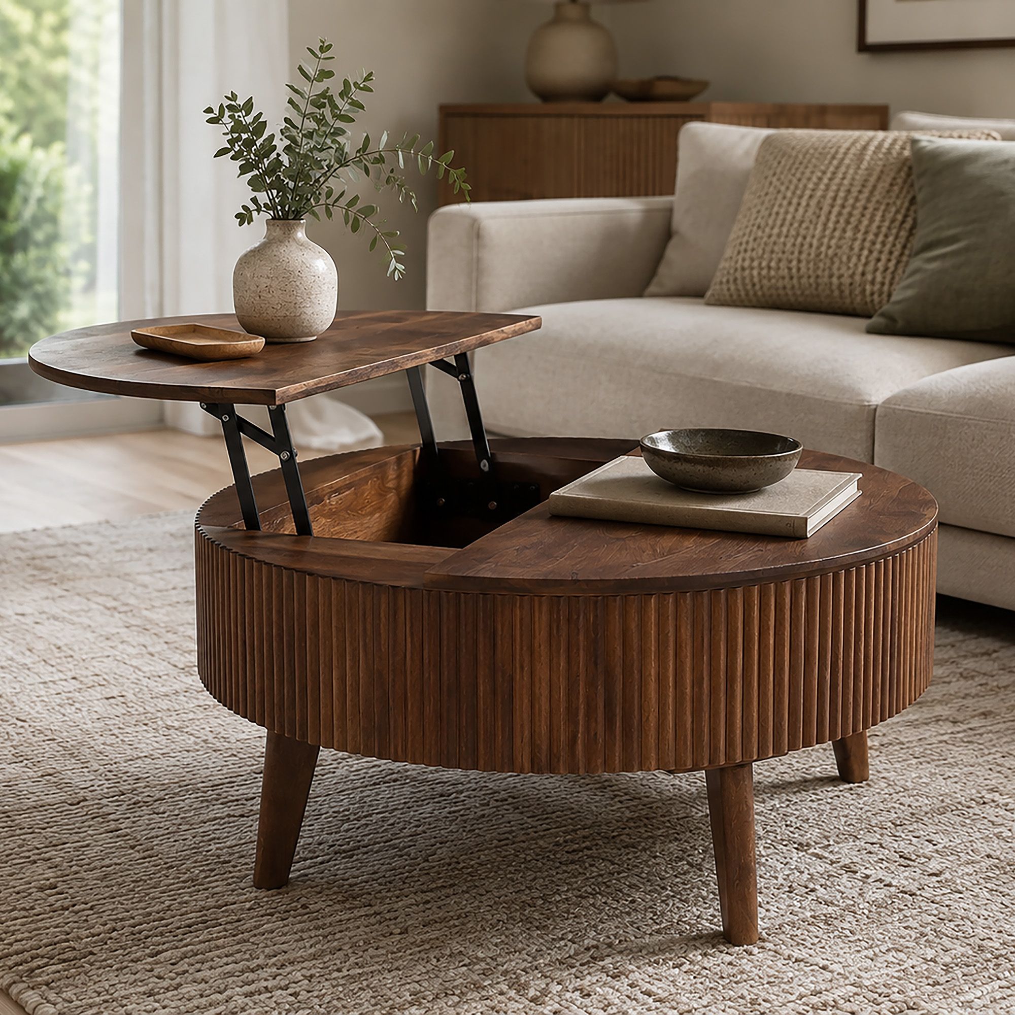 Balark Round Lift-Top Coffee Table - functional centerpieces for homes | Image 10 | InSTYLE Home & Rugs