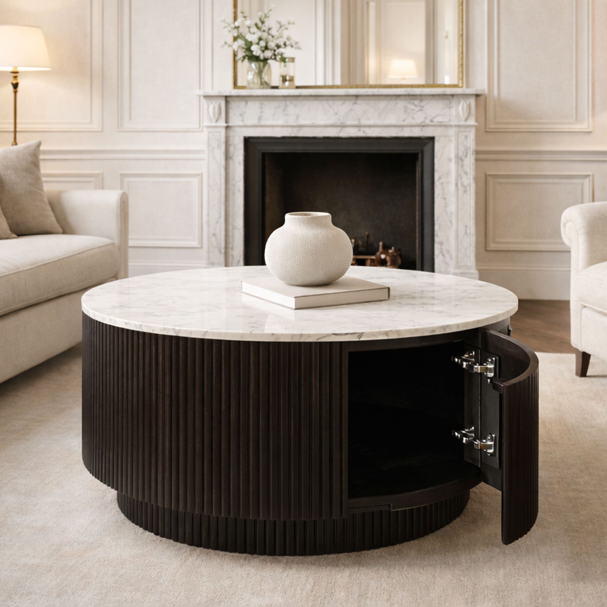 Reyna Round Coffee Table with Storage - stylish tables for living rooms | Image 3 | InSTYLE Home & Rugs