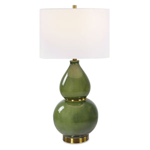 Gourd Table Lamp, Green - elegant lamps to enhance your room ambiance | Image 2 | InSTYLE Home & Rugs