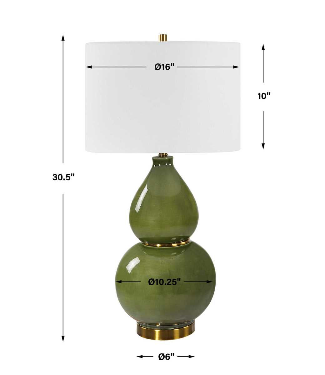 Gourd Table Lamp, Green - elegant lamps to enhance your room ambiance | Image 10 | InSTYLE Home & Rugs