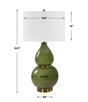 Gourd Table Lamp, Green - elegant lamps to enhance your room ambiance | Image 10 | InSTYLE Home & Rugs