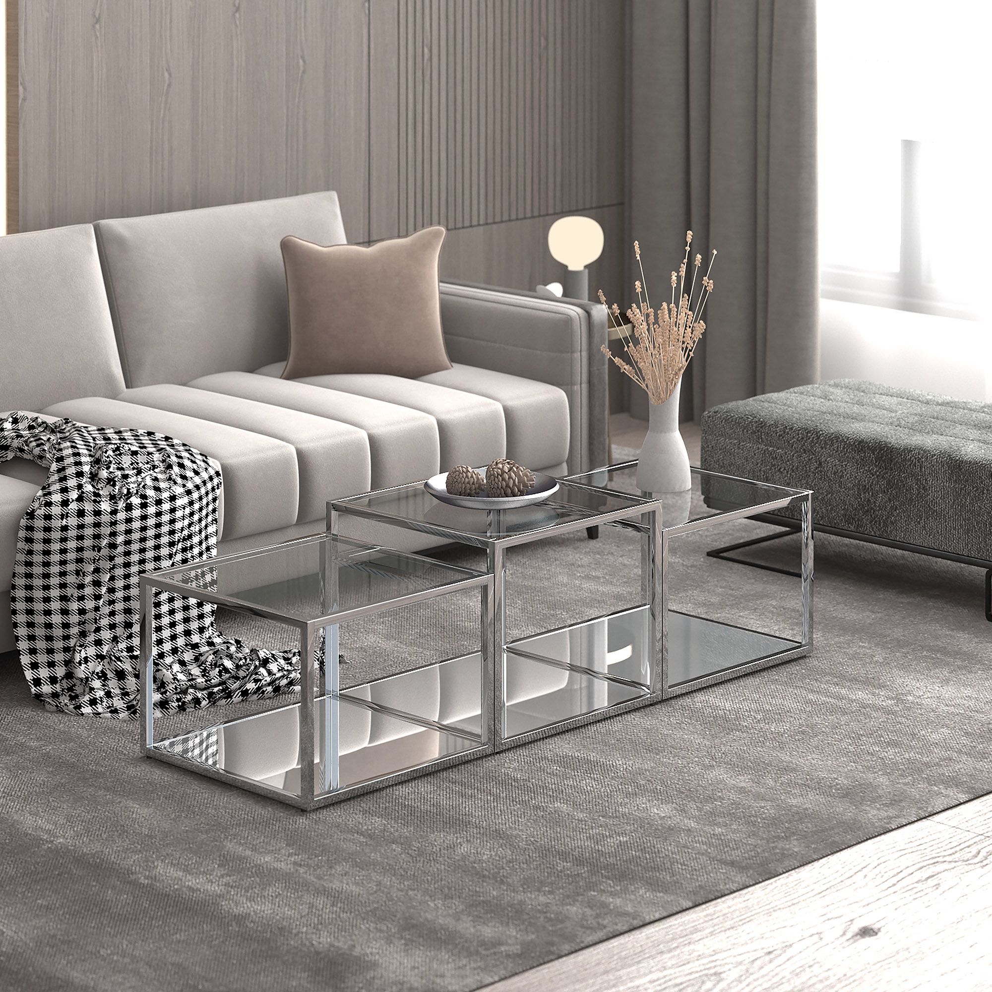 Casini 3pc Multi-Tier Coffee Table Set - stylish tables for living rooms | Image 2 | InSTYLE Home & Rugs