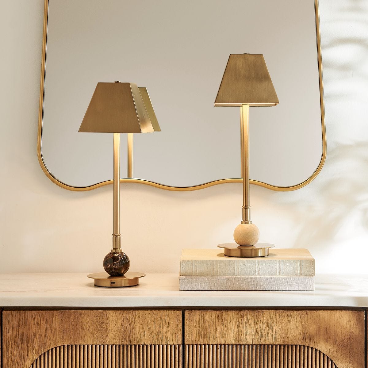 Nichols Rechargable Accent Lamp, Travertine - elegant lamps to enhance your room ambiance | Image 3 | InSTYLE Home & Rugs