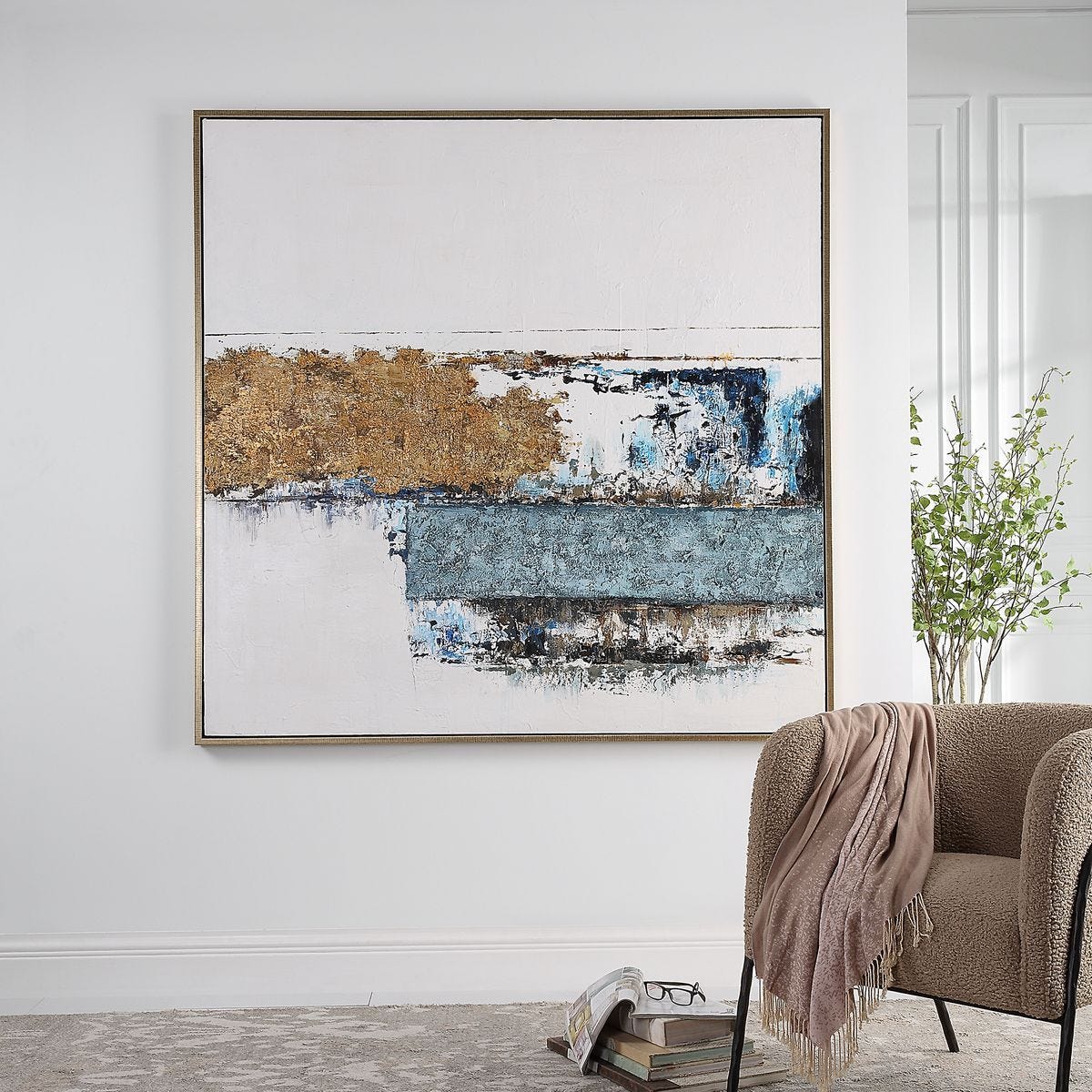 Stacked Against Hand Painted Canvas - bold and creative art for unique interior décor | Image 1 | InSTYLE Home & Rugs