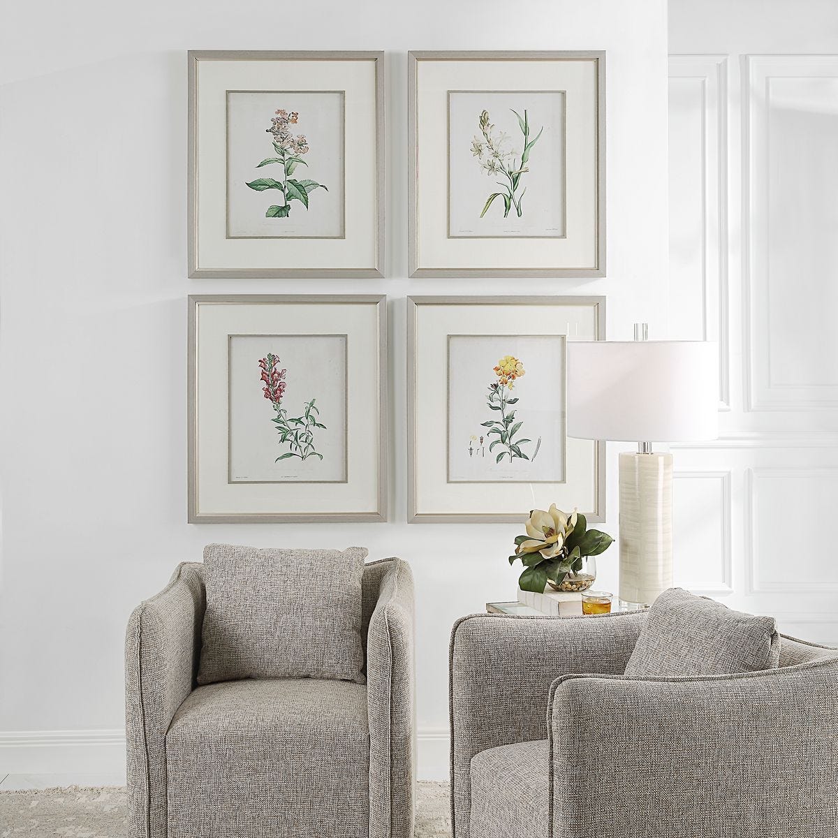 Heirloom Blooms Study Framed Prints, S/4 - bold and creative art for unique interior décor | Image 1 | InSTYLE Home & Rugs