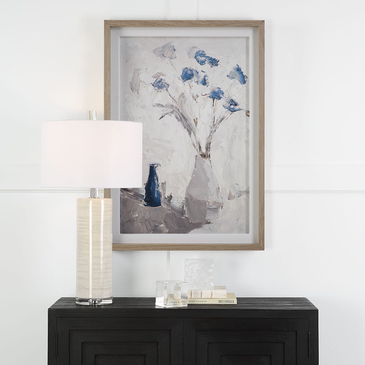 Blue Flowers In Vase Framed Print - decorative vase for enhancing your home decor with vibrant colors | Image 1 | InSTYLE Home & Rugs