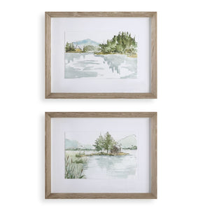 Serene Lake Framed Prints, S/2 - eye-catching art pieces to enhance your home design | Image 2 | InSTYLE Home & Rugs