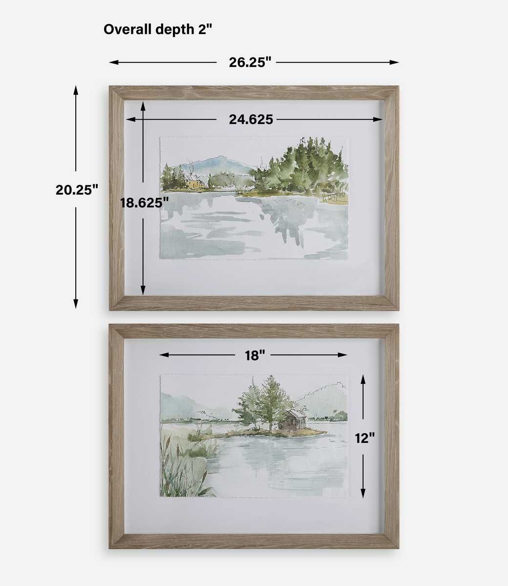 Serene Lake Framed Prints, S/2 - eye-catching art pieces to enhance your home design | Image 7 | InSTYLE Home & Rugs