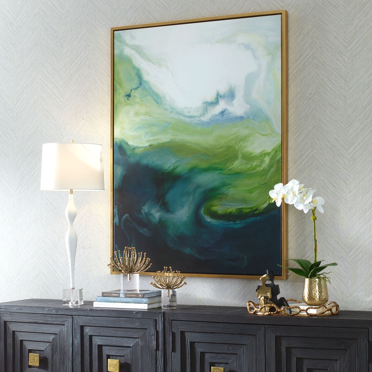 Serene Green Framed Canvas - timeless artwork that brings character to any space | Image 3 | InSTYLE Home & Rugs
