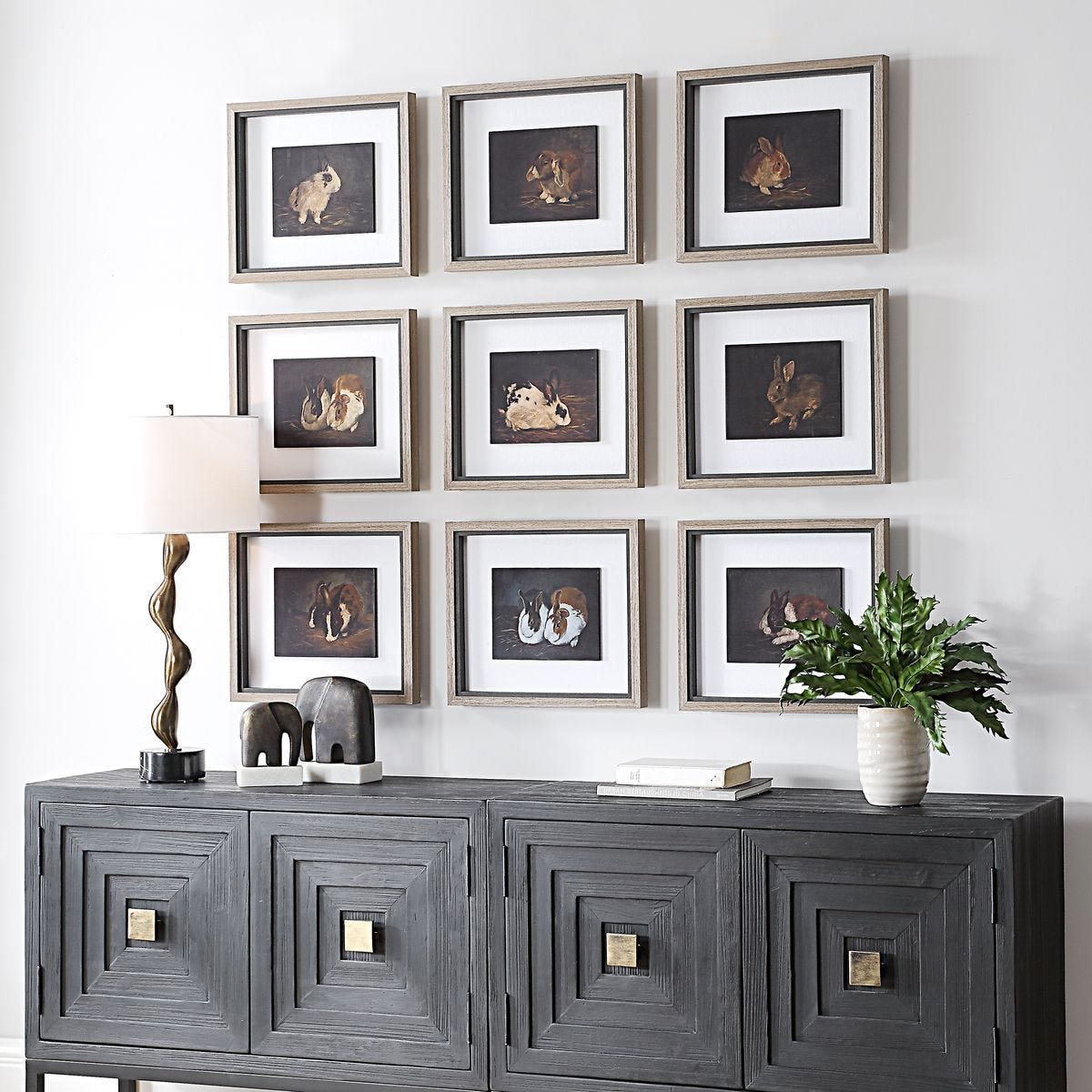 Resting Bunny Framed Prints, S/9 - bold and creative art for unique interior décor | Image 3 | InSTYLE Home & Rugs