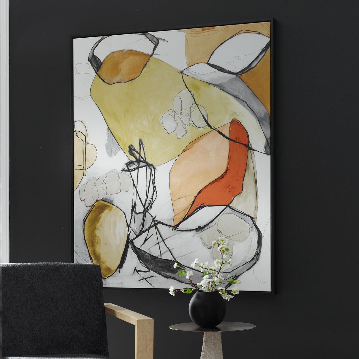 Charcoal Improvision Framed Canvas - timeless artwork that brings character to any space | Image 3 | InSTYLE Home & Rugs