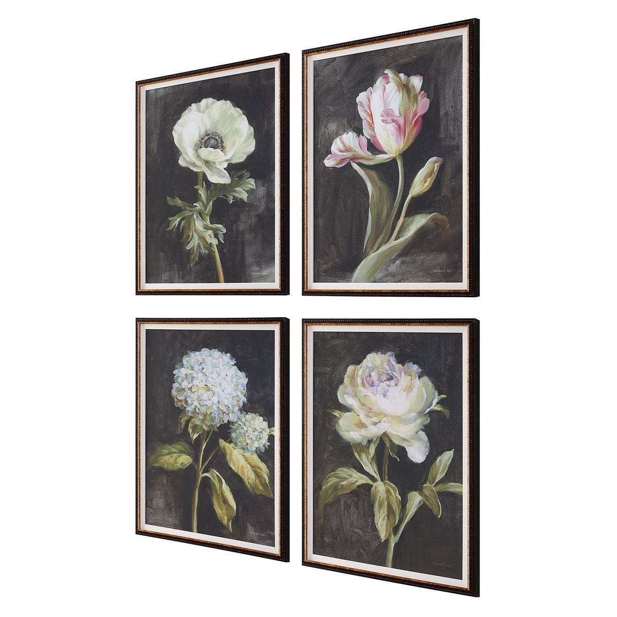 Florals on Black Framed Prints, S/4 - eye-catching art pieces to enhance your home design | Image 4 | InSTYLE Home & Rugs