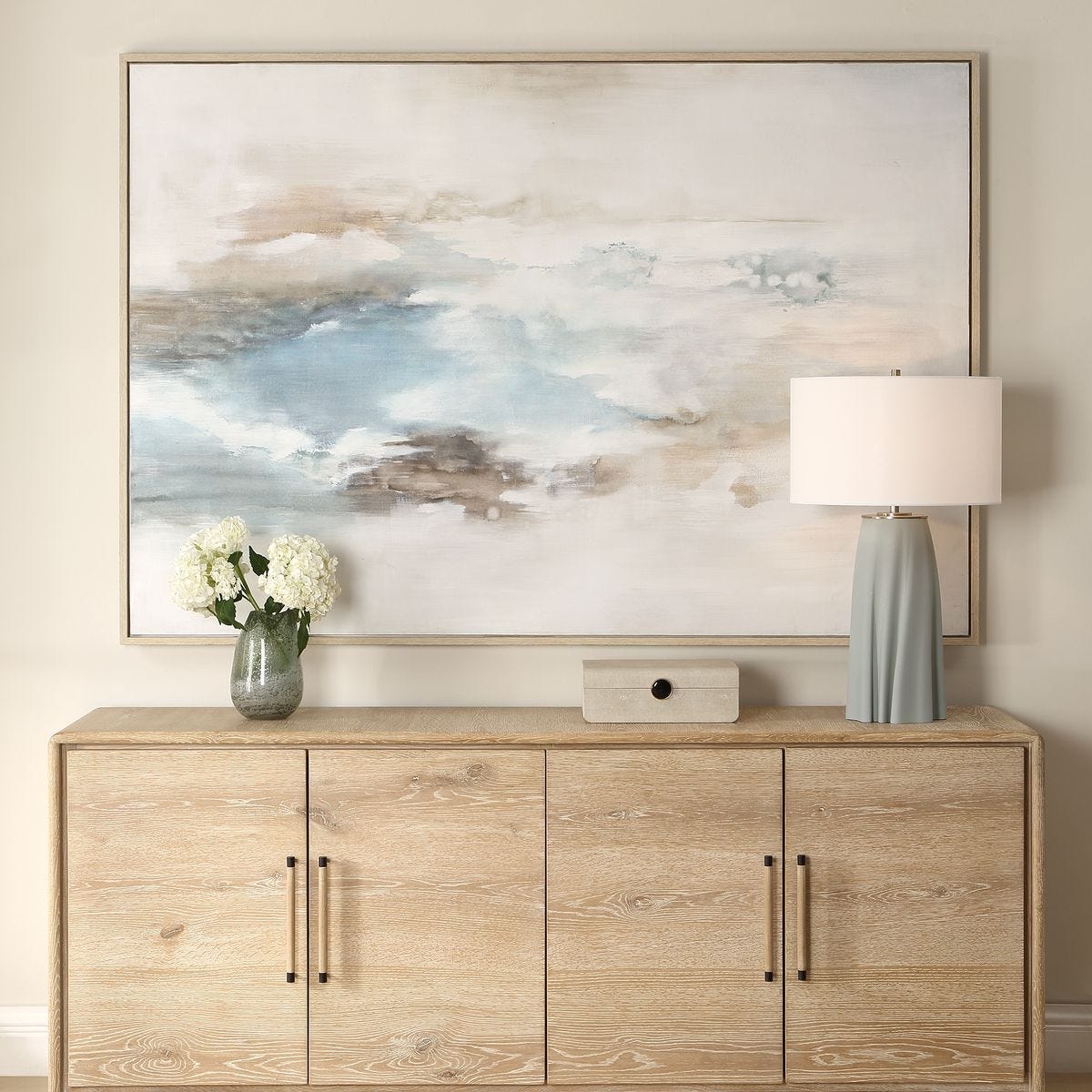 Chasing Blue Hand Painted Canvas - eye-catching art pieces to enhance your home design | Image 1 | InSTYLE Home & Rugs