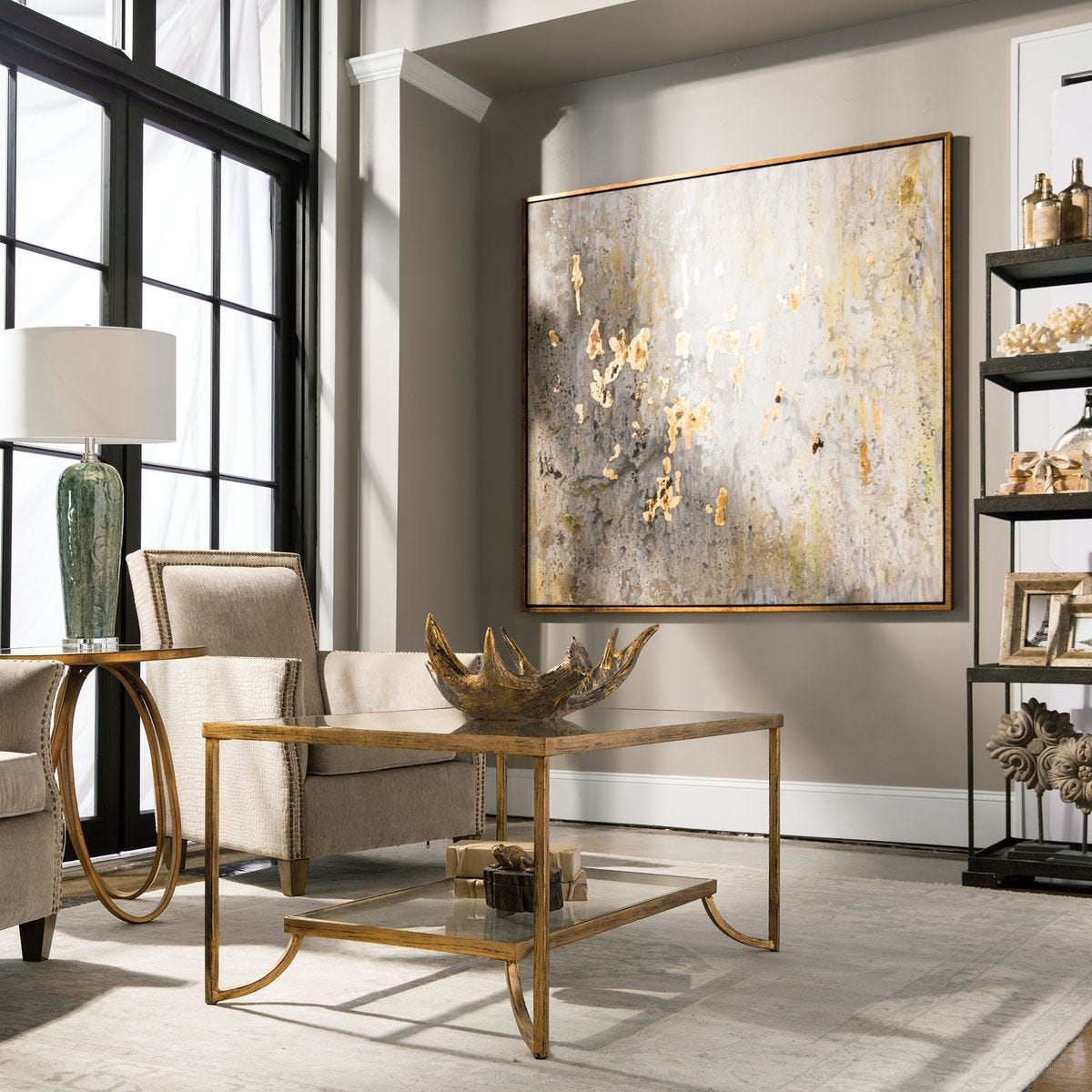 Golden Raindrops Hand Painted Canvas - eye-catching art pieces to enhance your home design | Image 5 | InSTYLE Home & Rugs