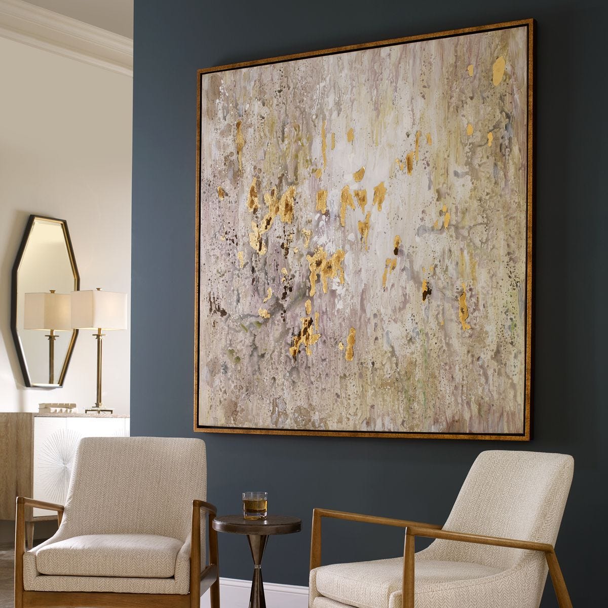 Golden Raindrops Hand Painted Canvas - eye-catching art pieces to enhance your home design | Image 4 | InSTYLE Home & Rugs