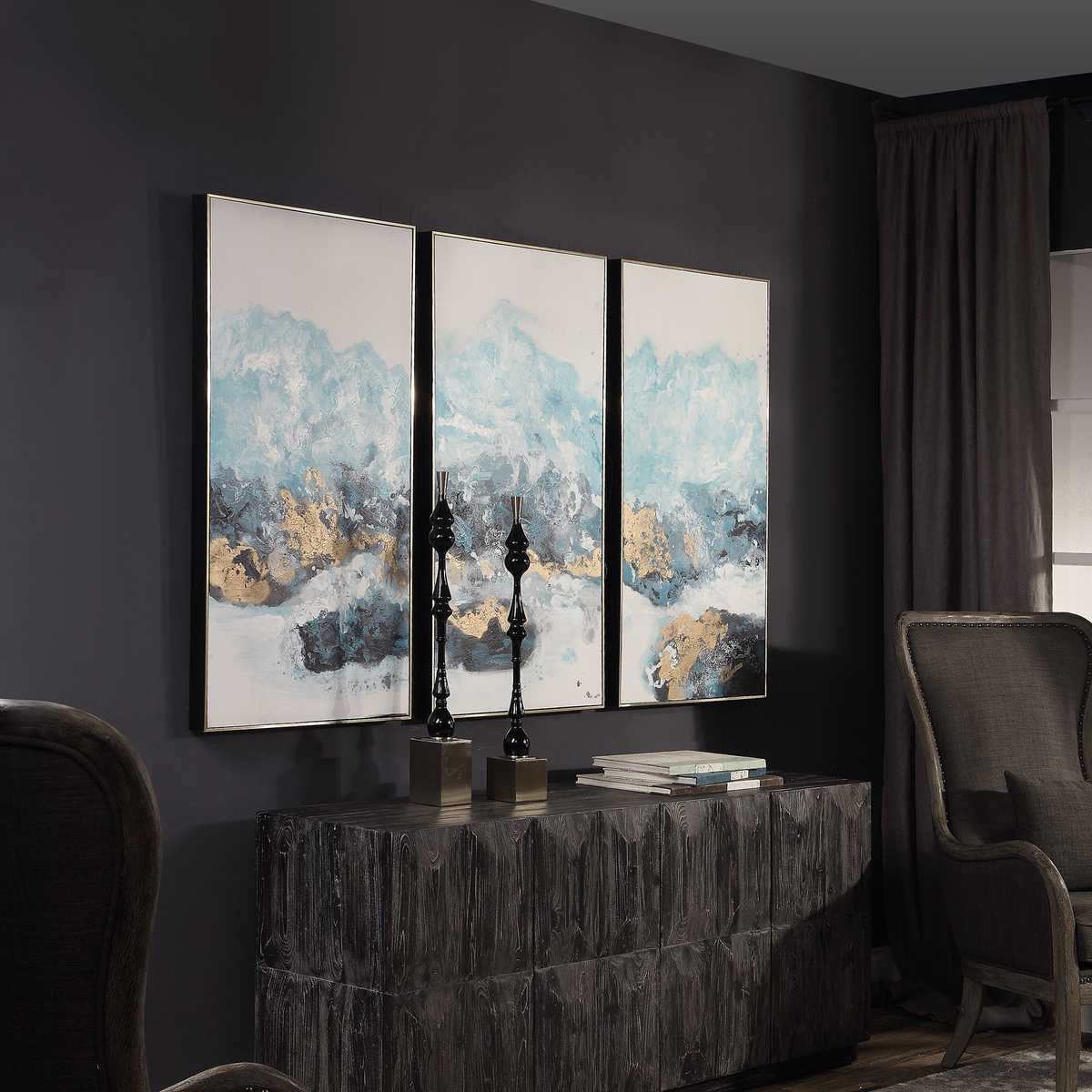 Crashing Waves Hand Painted Canvases, S/3 - bold and creative art for unique interior décor | Image 3 | InSTYLE Home & Rugs