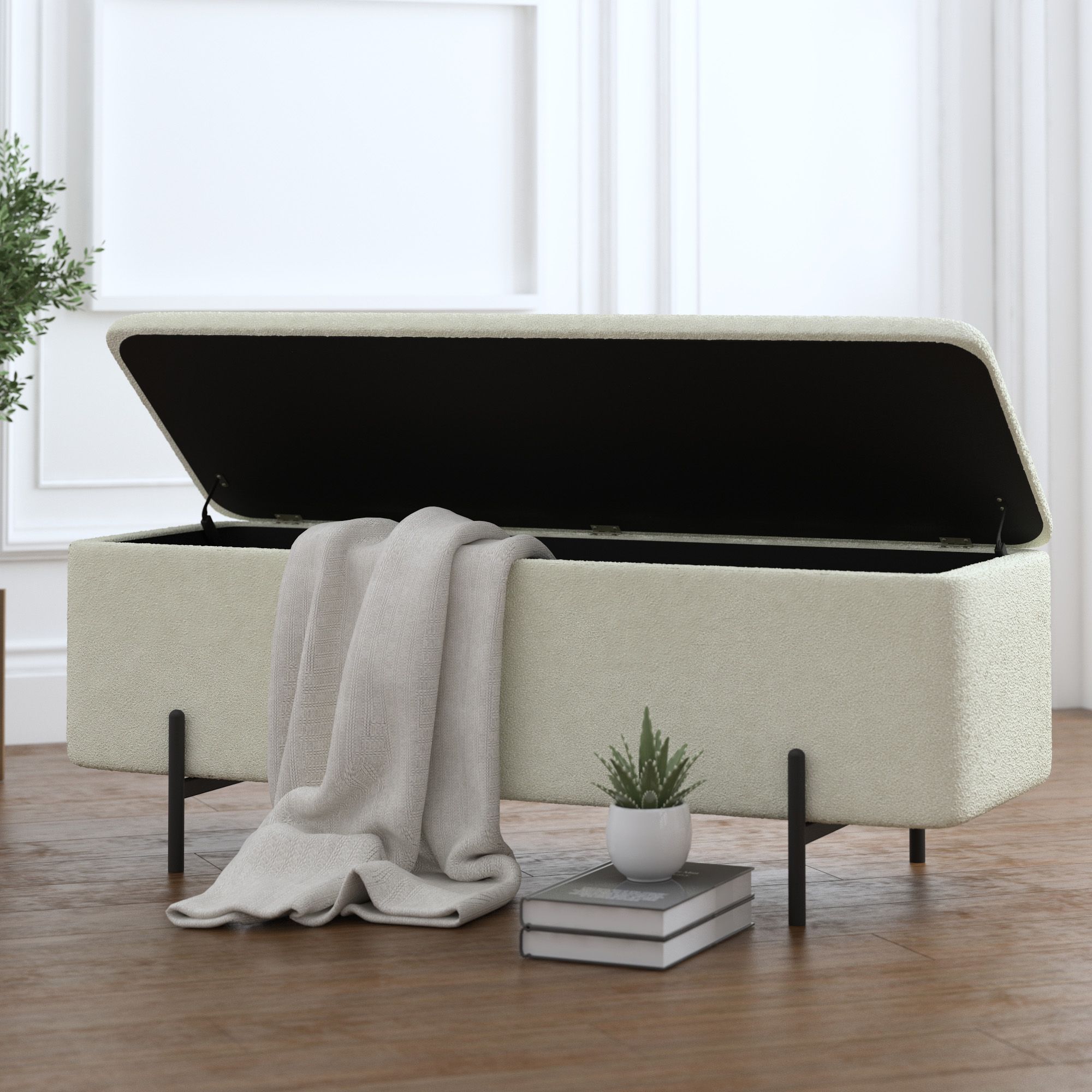 Erzo Storage Ottoman Bench - chic ottomans for living rooms | Image 10 | InSTYLE Home & Rugs