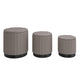 Lexi 3pc Round Storage Ottoman Set in Warm Grey and Black