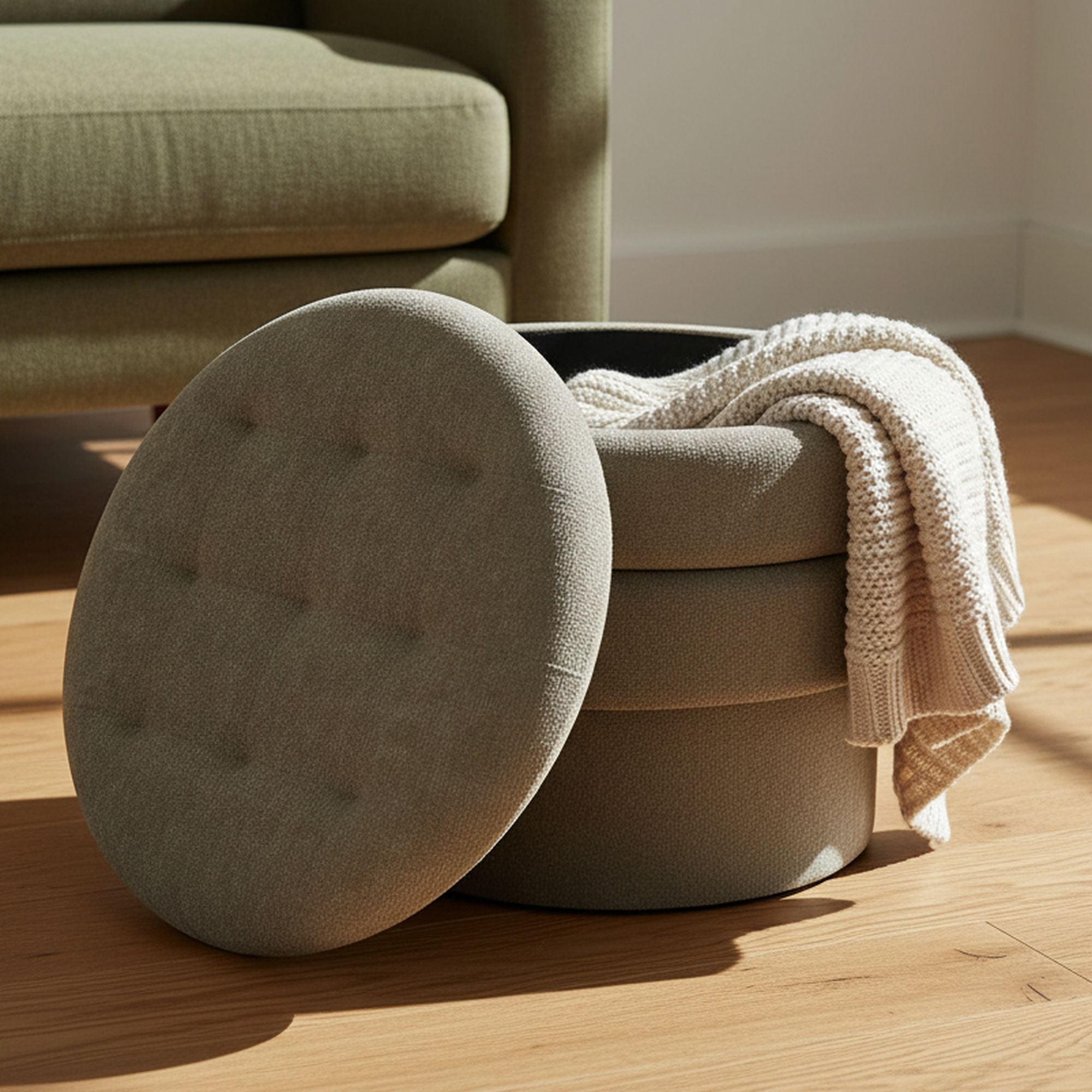 Kepler Round Storage Ottoman - perfect footrests with style | Image 5 | InSTYLE Home & Rugs