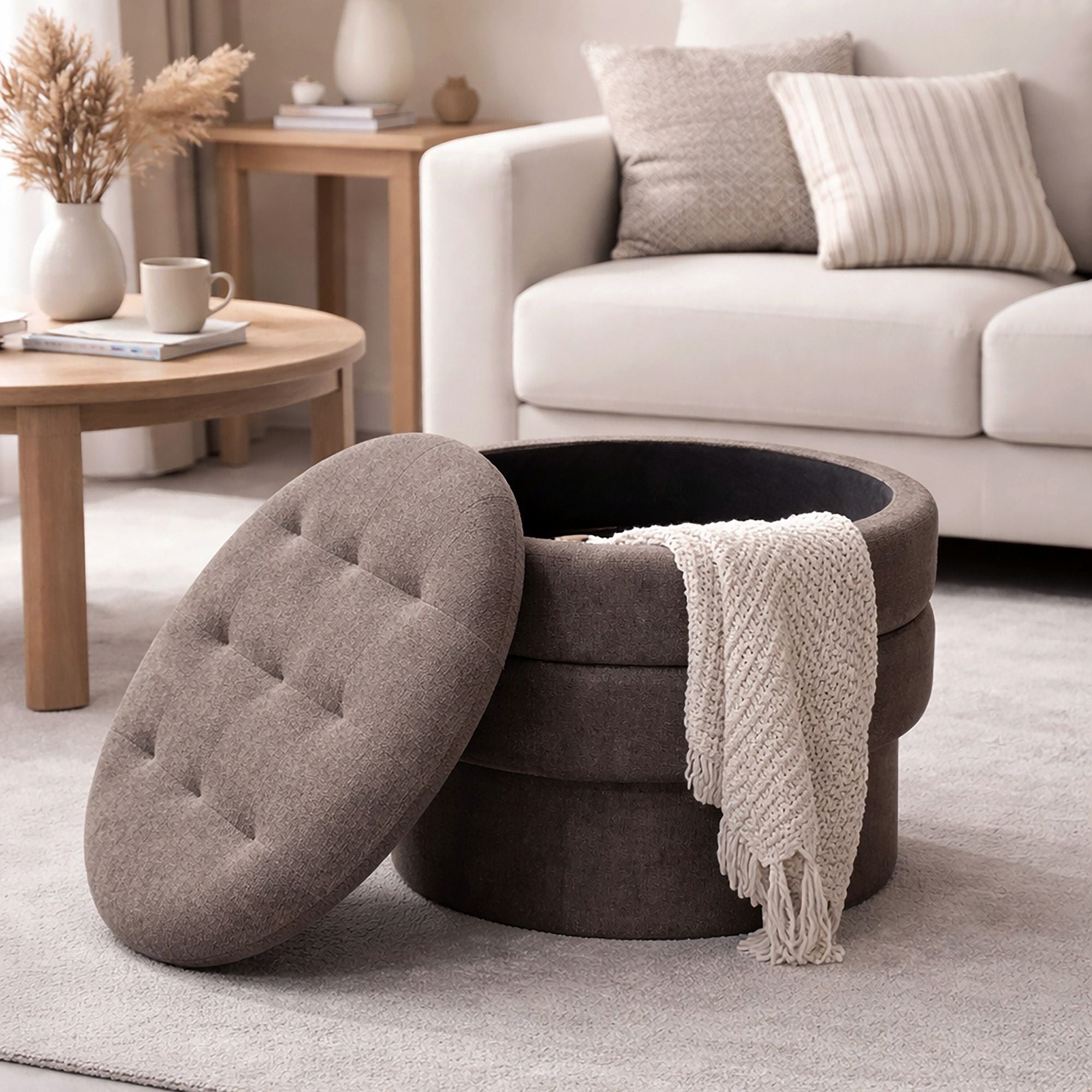 Kepler Round Storage Ottoman - perfect footrests with style | Image 26 | InSTYLE Home & Rugs