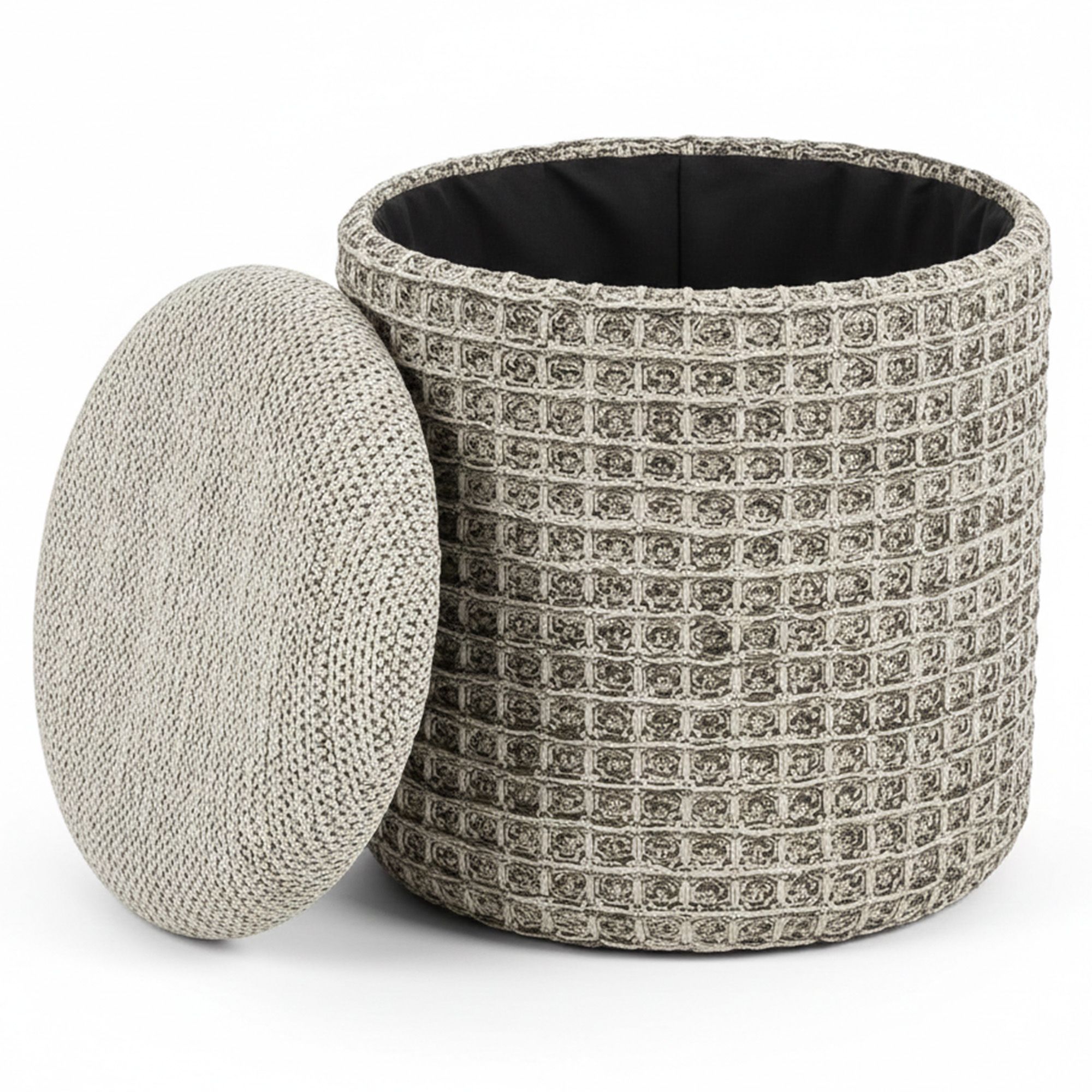 Indigo Round Storage Ottoman - comfortable ottomans for any room | Image 4 | InSTYLE Home & Rugs