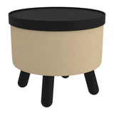 Betsy Round Storage Ottoman with Tray - perfect footrests with style | Image 1 | InSTYLE Home & Rugs