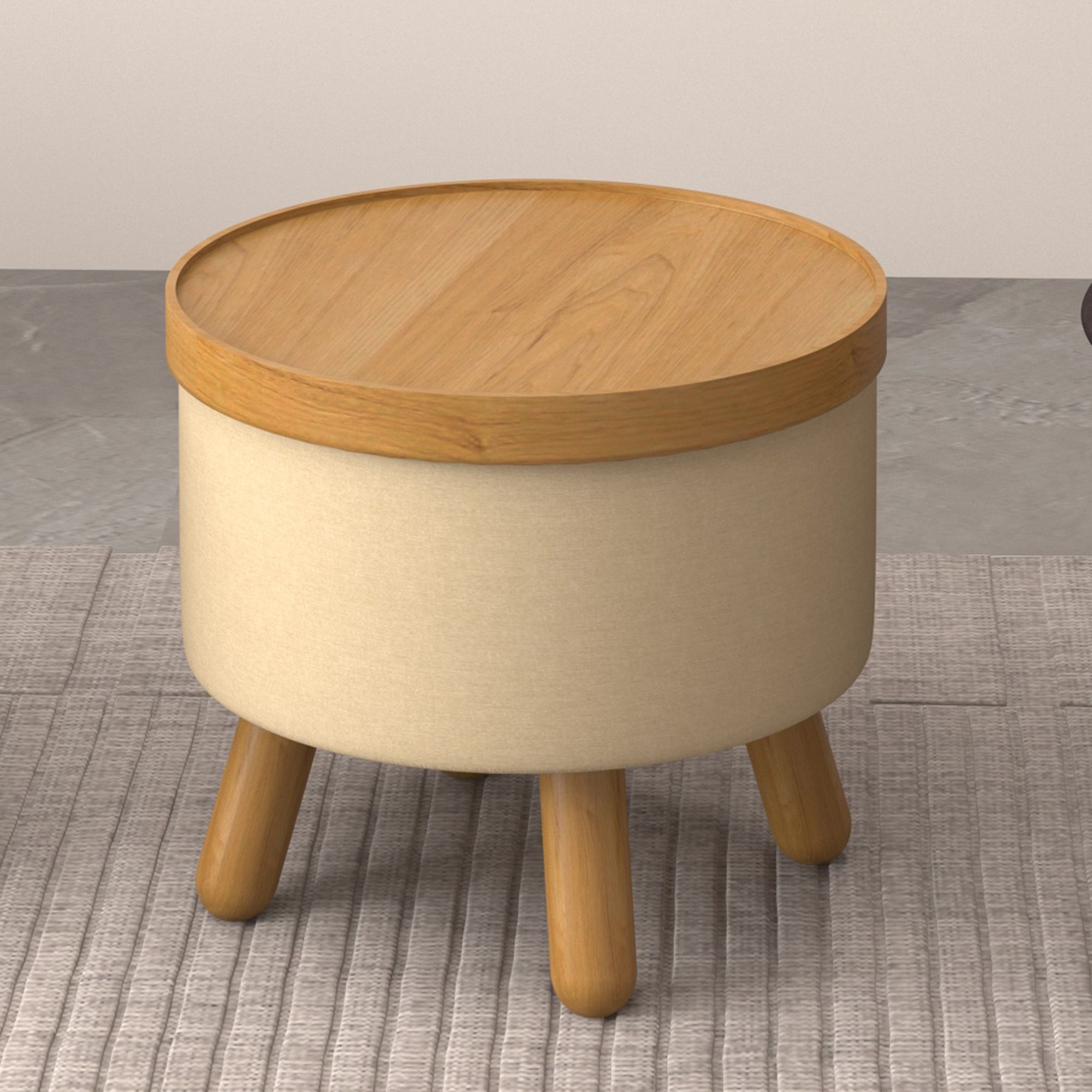 Betsy Round Storage Ottoman with Tray - perfect footrests with style | Image 10 | InSTYLE Home & Rugs