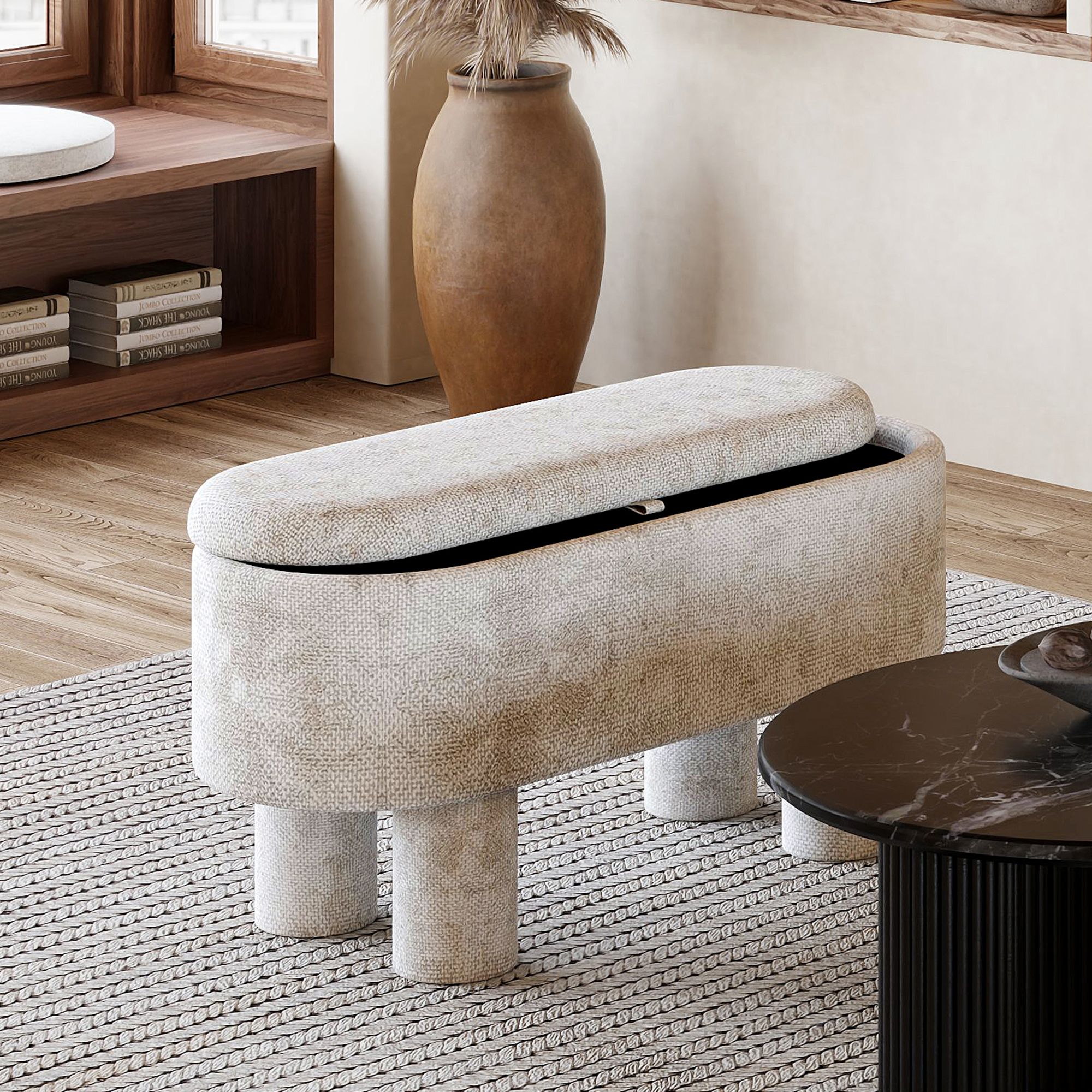 Sezron Storage Ottoman Bench - chic ottomans for living rooms | Image 3 | InSTYLE Home & Rugs