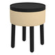 Polly Round Storage Ottoman with Tray in Beige and Black