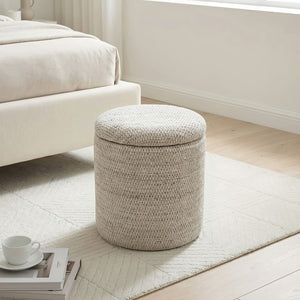 Dalia Round Storage Ottoman - chic ottomans for living rooms | Image 2 | InSTYLE Home & Rugs