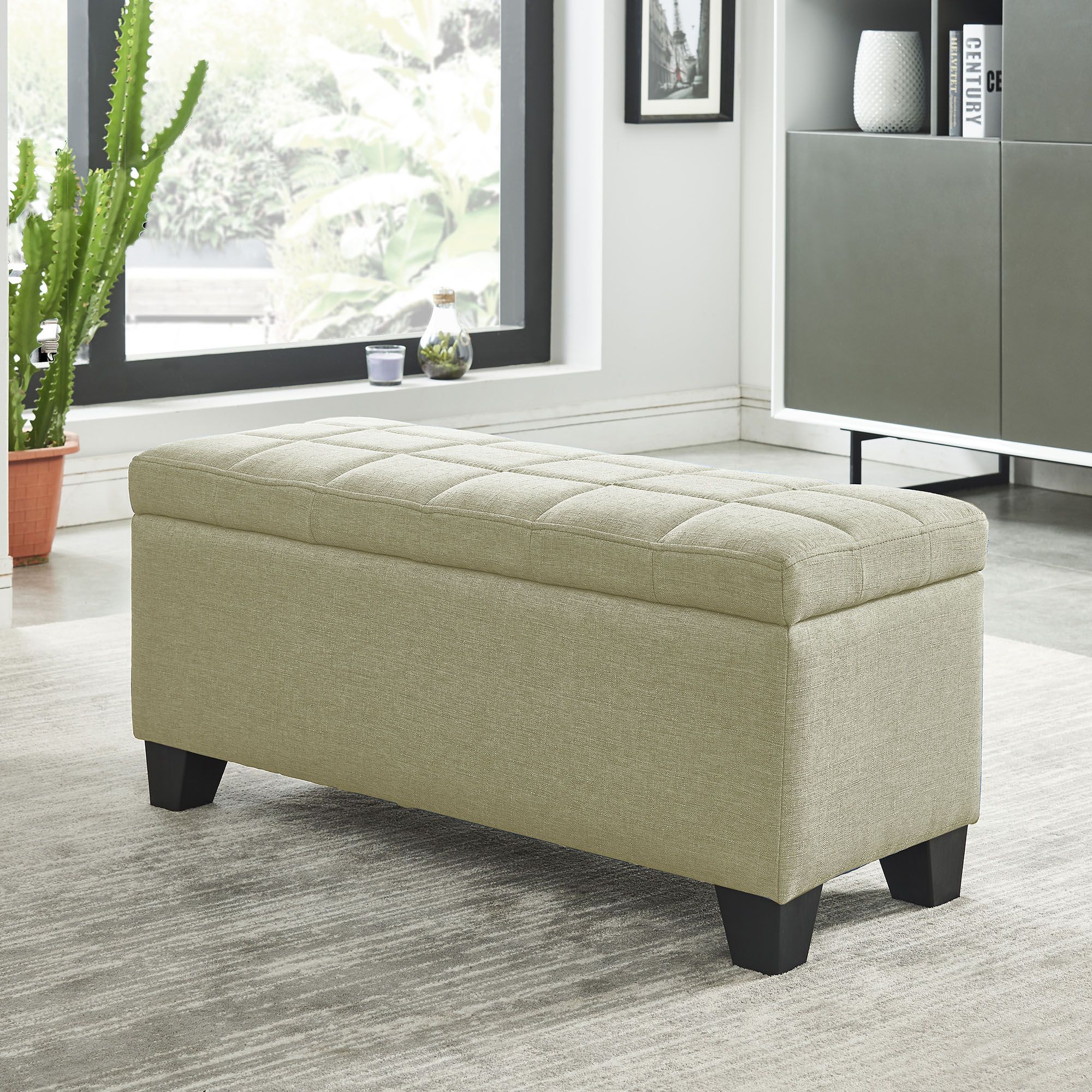 Lila Rectangular Storage Ottoman Bench - comfortable ottomans for any room | Image 3 | InSTYLE Home & Rugs