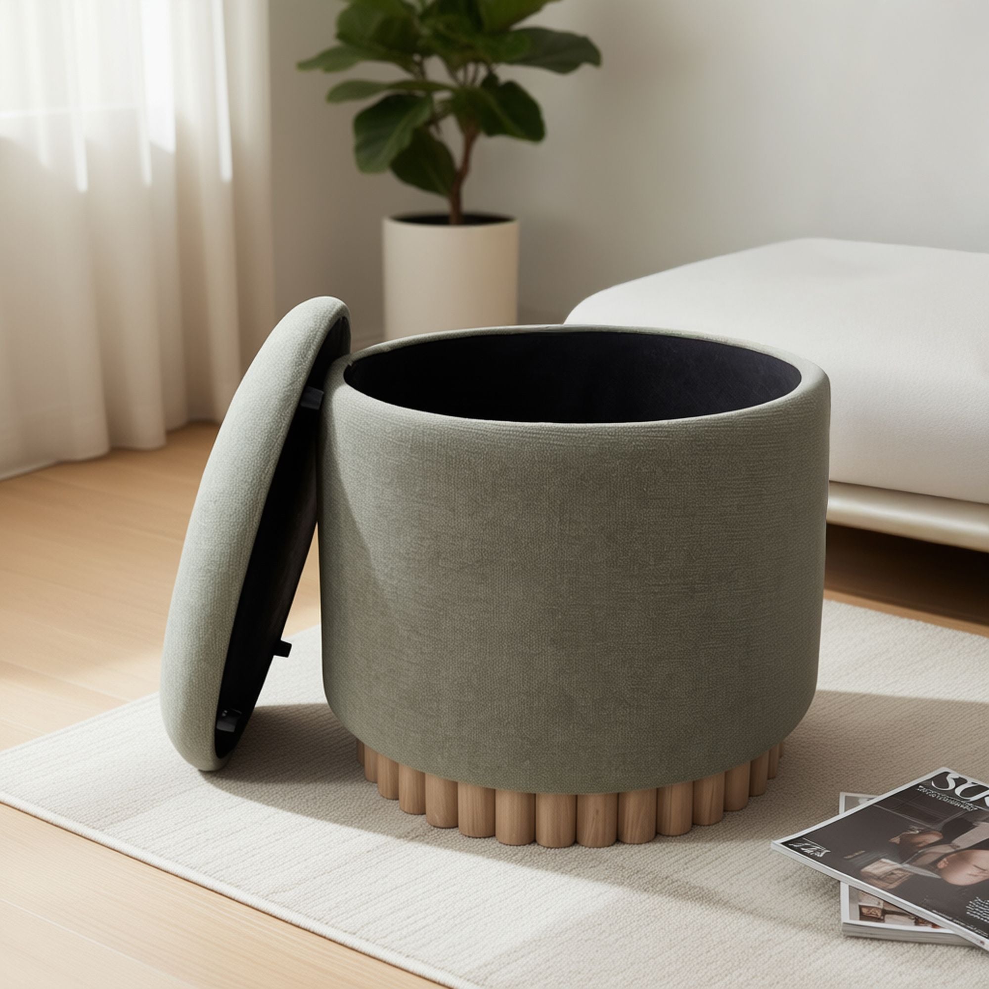 Sadie Round Storage Ottoman - comfortable ottomans for any room | Image 5 | InSTYLE Home & Rugs