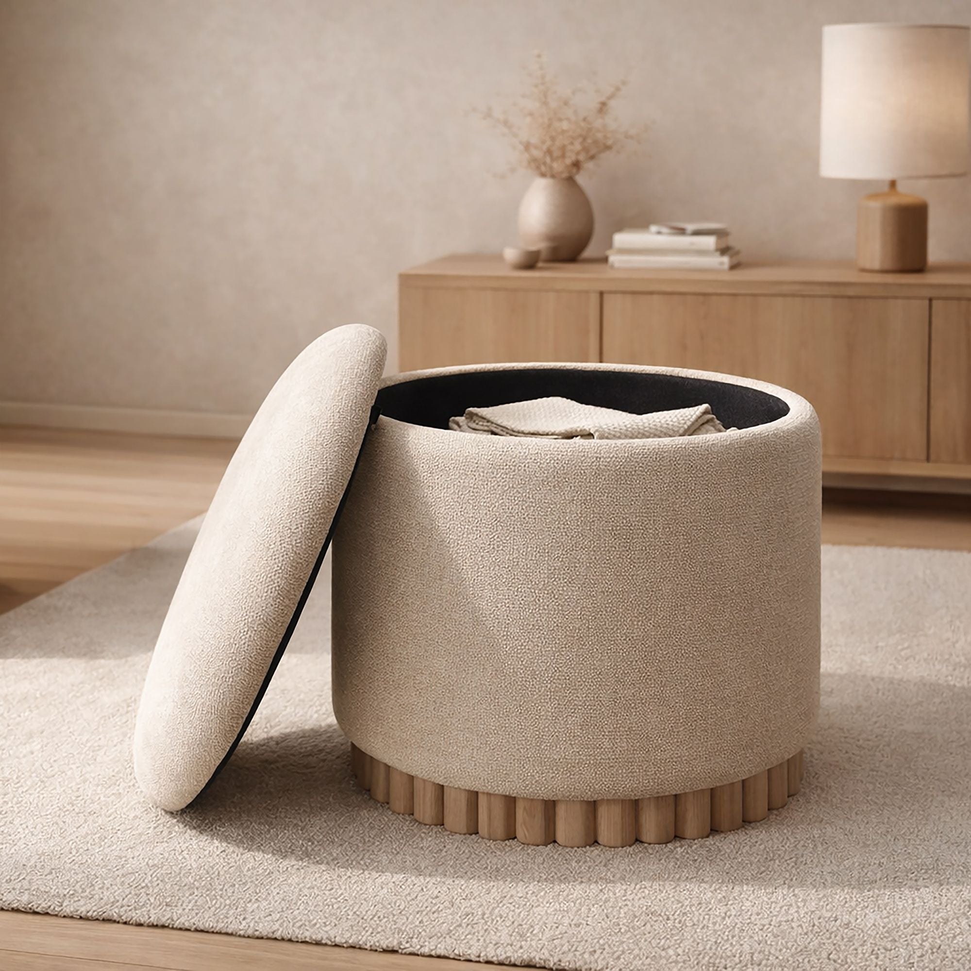 Sadie Round Storage Ottoman - comfortable ottomans for any room | Image 12 | InSTYLE Home & Rugs