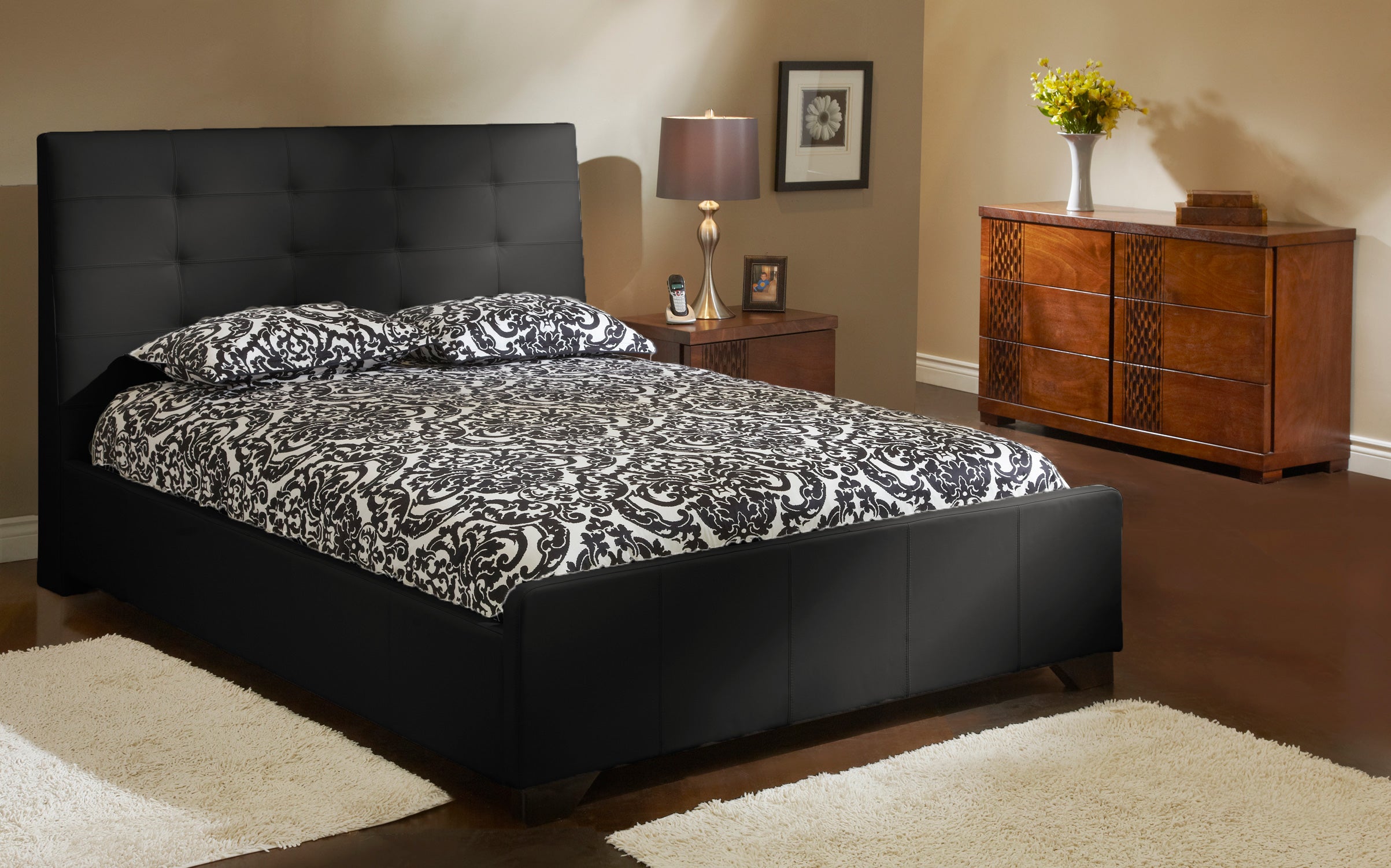 Elysia Genuine Leather King Bed in Toronto | Black