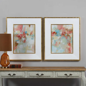 A Touch of Blush and Rosewood Fences Framed Prints, S/2 - timeless artwork that brings character to any space | Image 1 | InSTYLE Home & Rugs