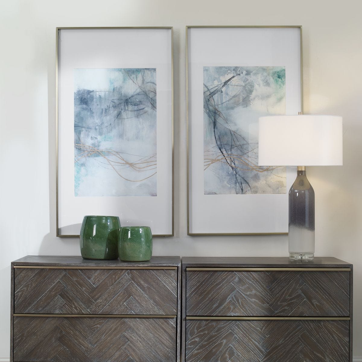 Undulating Oro Framed Prints, S/2 - bold and creative art for unique interior décor | Image 1 | InSTYLE Home & Rugs