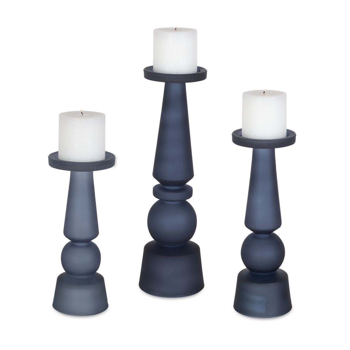 Cassiopeia Candleholders, Midnight Blue, S/3 - modern accessories for a personalized living space | Image 1 | InSTYLE Home & Rugs