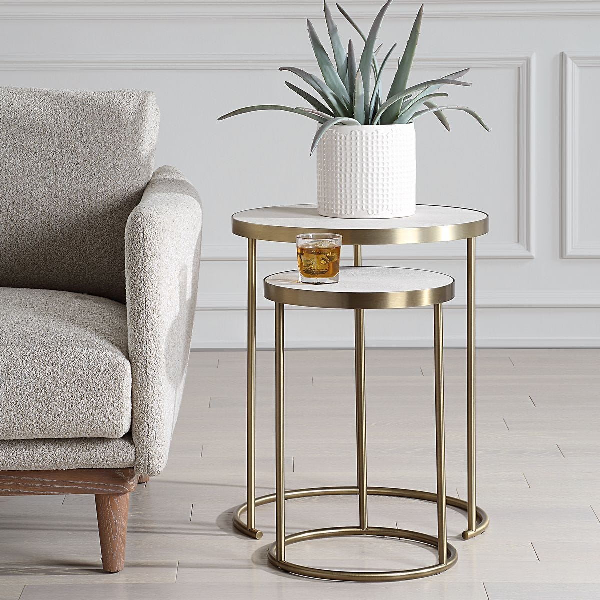 Aragon Nesting Tables, S/2, White - accent tables for living rooms | Image 3 | InSTYLE Home & Rugs
