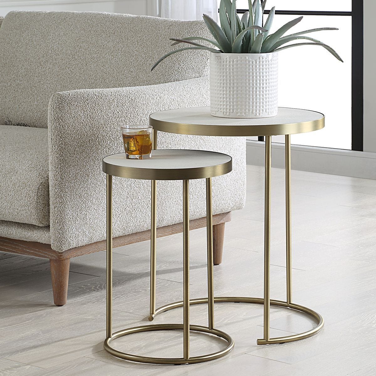 Aragon Nesting Tables, S/2, White - accent tables for living rooms | Image 1 | InSTYLE Home & Rugs