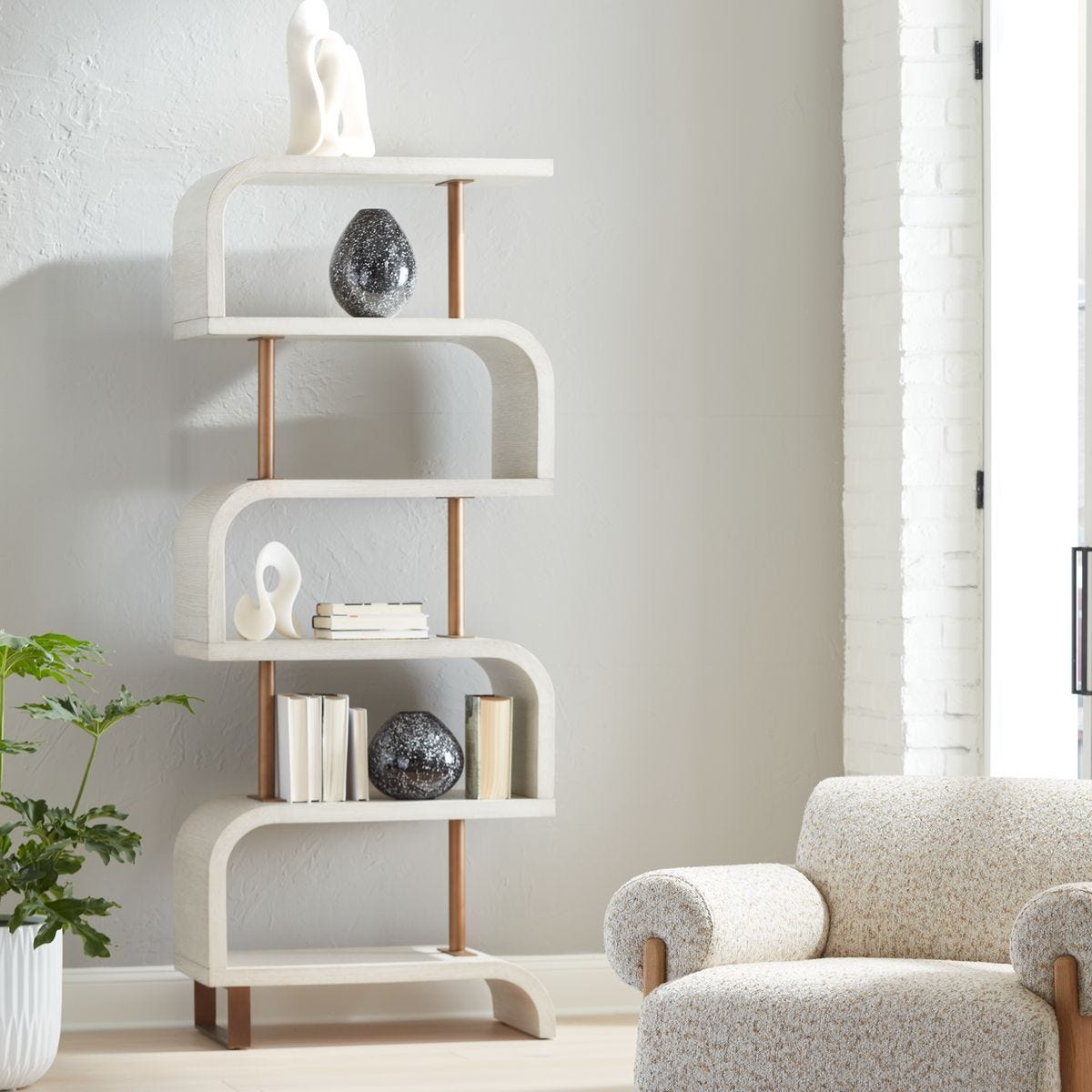 Bia Etagere, White - modern etagere for displaying decor and accessories | Image 1 | InSTYLE Home & Rugs