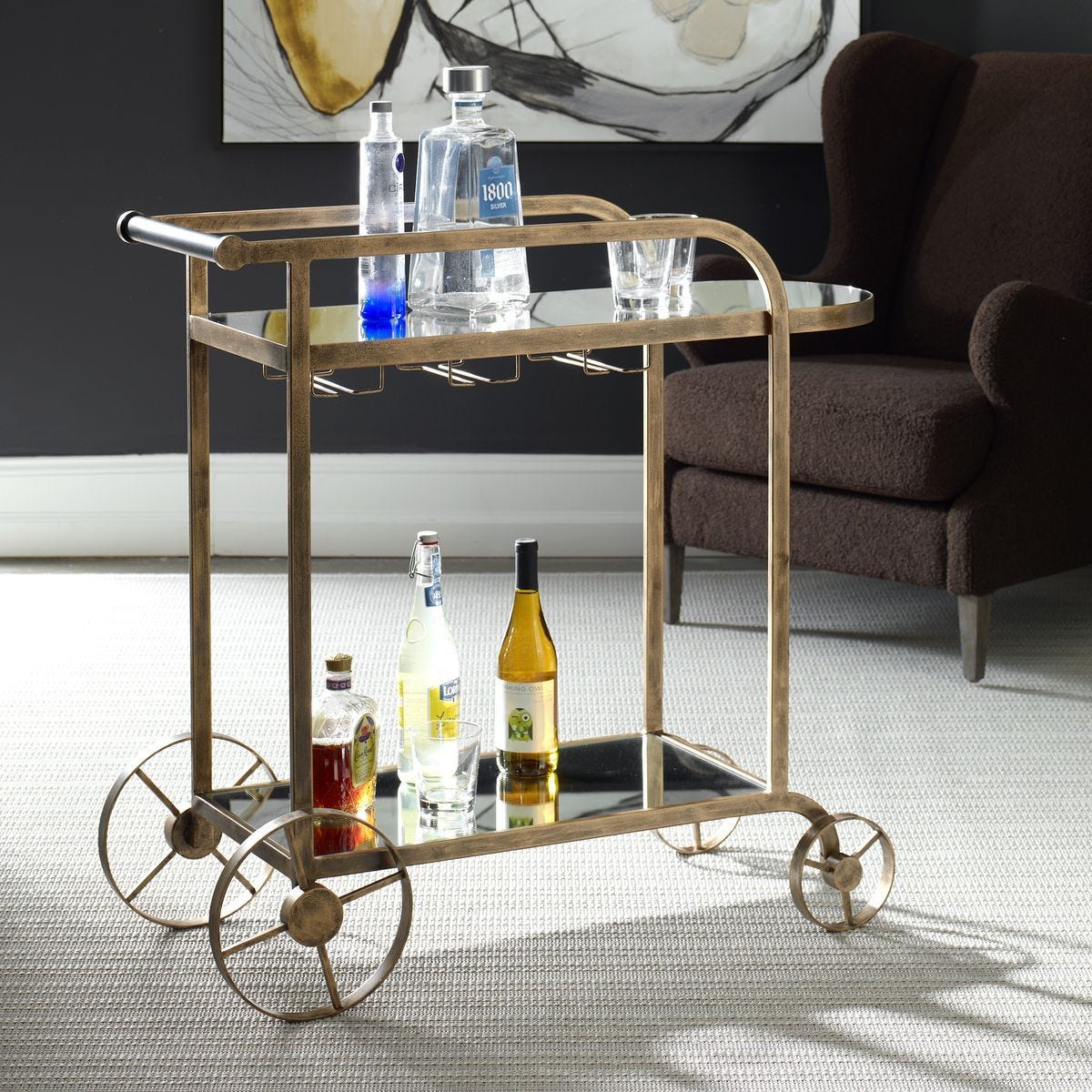 Carrinho Bar Cart - compact bar cart for small spaces and home entertainment | Image 1 | InSTYLE Home & Rugs