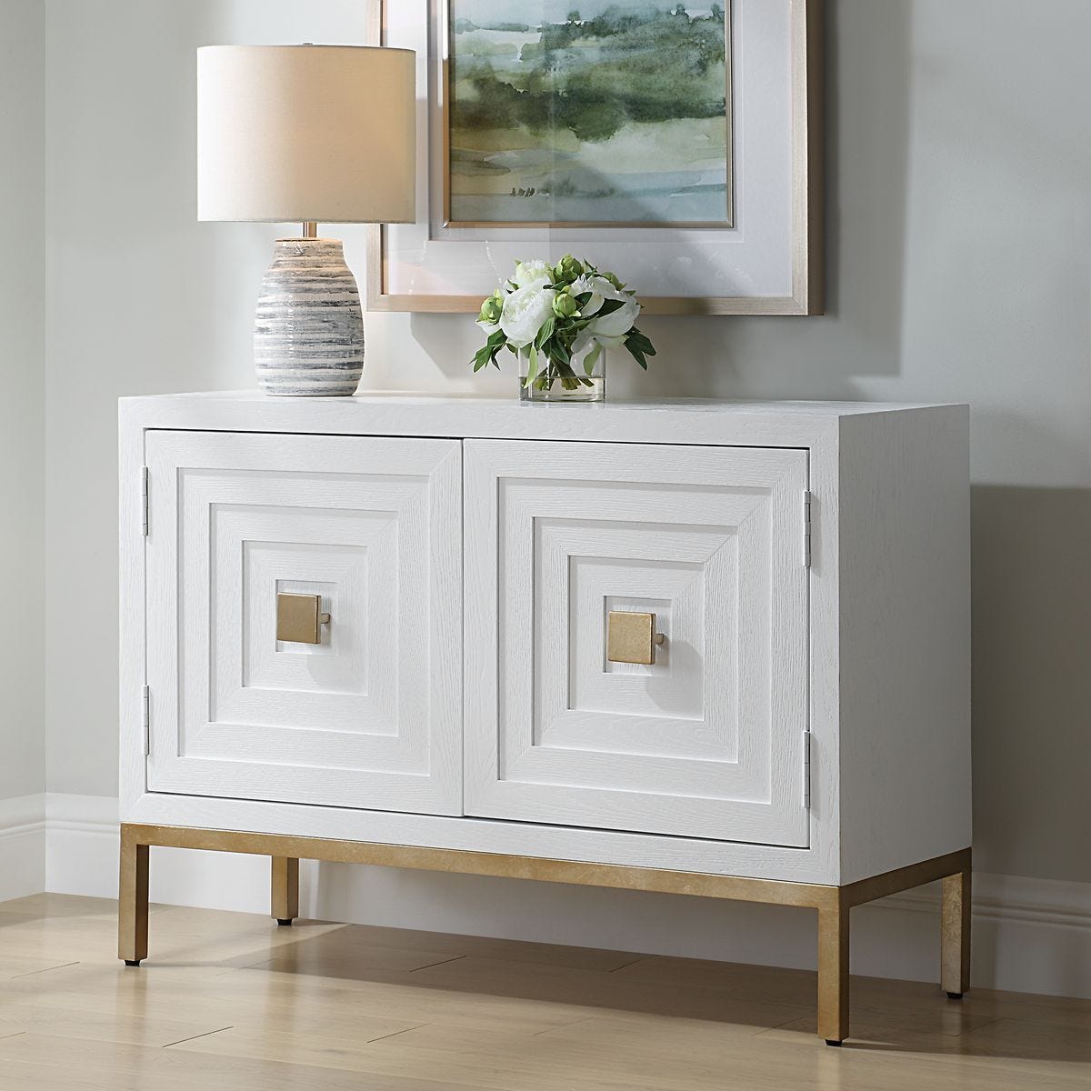 Aiken 2 Door Cabinet, White - perfect storage for drinks and glassware | Image 3 | InSTYLE Home & Rugs