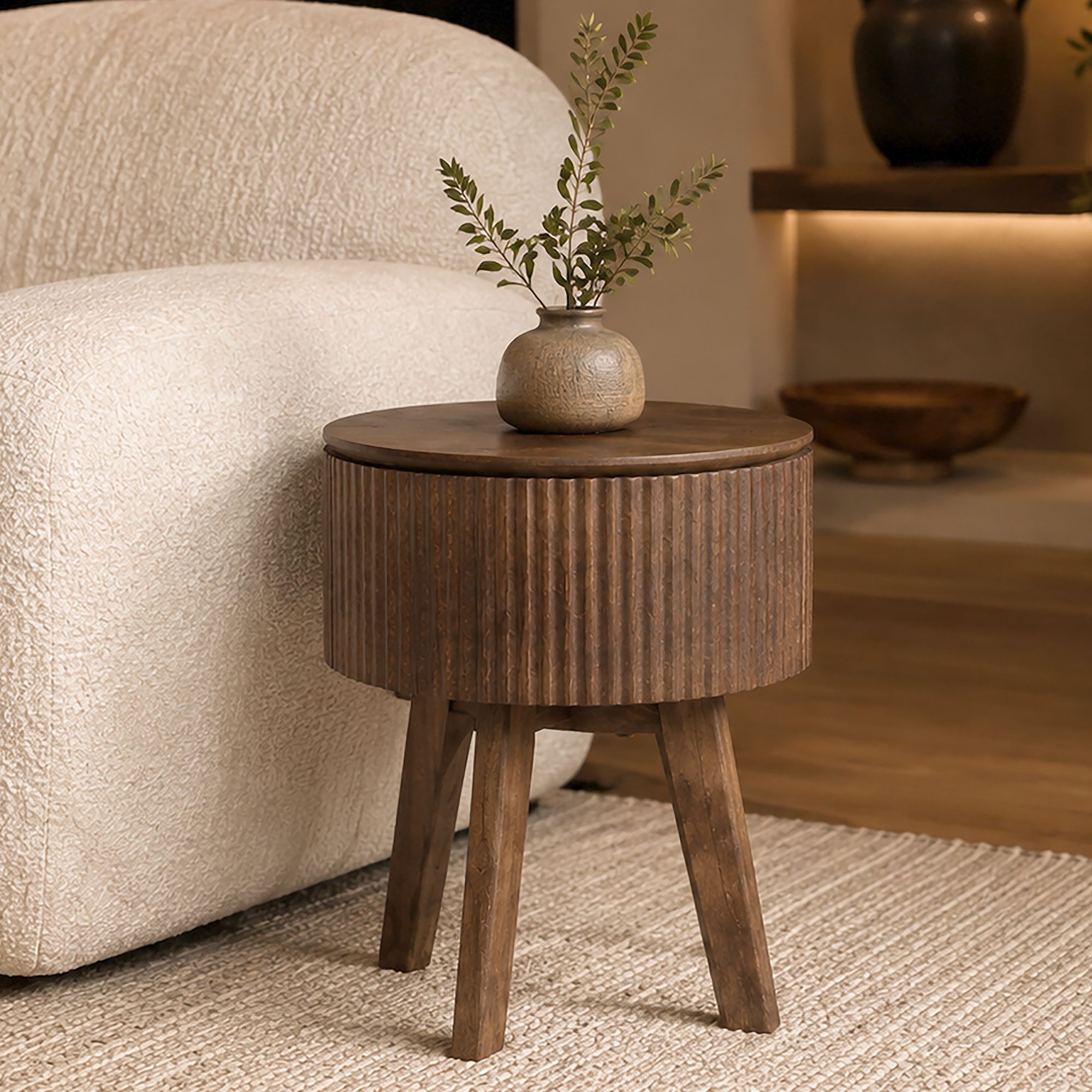 Balark Round 1 Drawer Accent Table - small accent table with storage for a clutter-free space | Image 11 | InSTYLE Home & Rugs