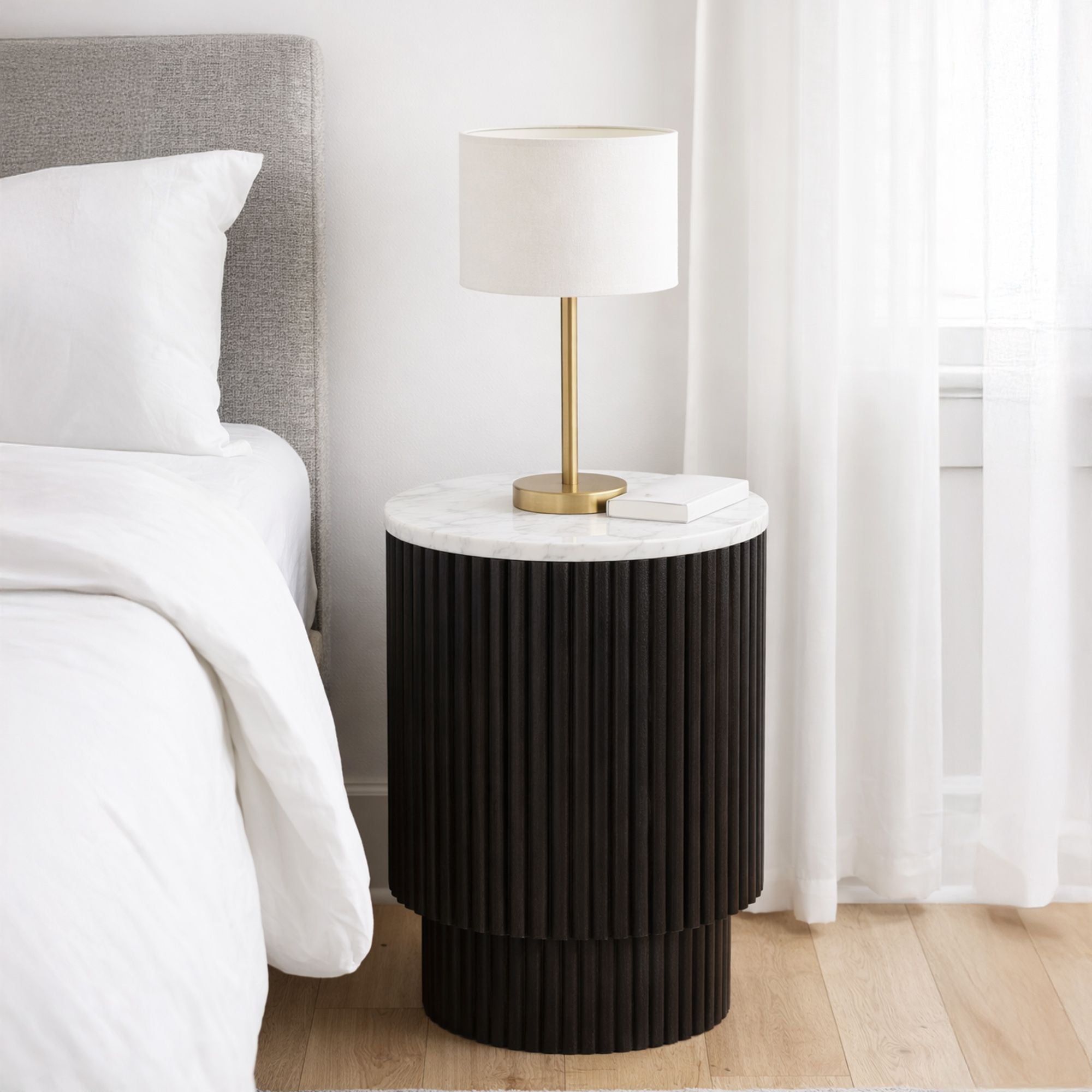 Reyna Round Accent Table with Storage - small accent table with storage for a clutter-free space | Image 3 | InSTYLE Home & Rugs
